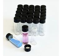 Baodeba 25PCS Small Glass Vials with Screw Caps, 4ML Mini Liquid Sample Bottle, Lab Tiny Collection Containers with Lids for for Essential Oil, Perfume, Reagent, Specimen