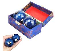BaodingBalls Stress Balls - 2 Pieces Metal Exercise Ball Massage Device Balls for Meditation,Metal Meditation Balls; Baoding Ball with Brocade Box, for Adult Women Men Fitness Yoga