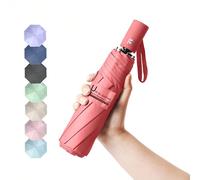 BAODINI Small UV Protection Travel Umbrella Compact for Rain and Sun UPF 50+ Windproof Portable 42 inch Umbrella for Women and Men Coral Orange
