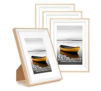 Baoee 7x5 Oak White Two Tone Picture Frame with 6x4 Mount,Set of 4,photo frame with acrylic glass, Poster Frame, Wall Mountable