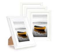 Baoee 7x5 White Picture Frame with 6x4 Mount,Set of 4,photo frame with acrylic glass, Poster Frame, Wall Mountable