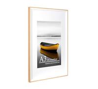 Baoee A3 Oak white Two Tone Picture Frame with A4 Mount,photo frame with acrylic glass, A3 Frame,Poster Frame, certificate frame,Wall Mountable