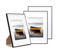 Baoee A4 Black white Two Tone Picture Frame with 6x8 Mount,Set of 3,photo frame with acrylic glass, A4 Frame,Poster Frame, certificate frame,Wall Mountable