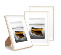 Baoee A4 white Picture Frame with 6x8 Mount,Set of 3,photo frame with acrylic glass, A4 Frame,Poster Frame, certificate frame,Wall Mountable