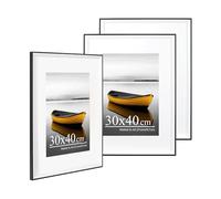 Baoee Black white Two Tone Picture Frame 30×40cm with A4 Mount,Set of 3,photo frame with acrylic glass,30×40cm Frame,Poster Frame, certificate frame,Wall Mountable