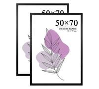 Baoee Picture Frame 50 x 70 cm, Black, Sturdy MDF Wood Frame, Set of 2 Poster Frames, Shatterproof Acrylic Glass, for Hanging, for Photos, Pictures and Posters