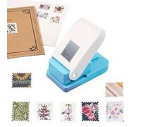 BAOFALI 1X0.8inch Rectangular Postage Stamp Punch, Scalloped Rectangle Lever Action Craft Punch for Paper Crafting Scrapbooking DIY Card Making Arts Crafts Supplies(Silver)