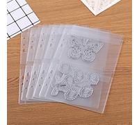 BAOFALI 20 Pack A5 Size Plastic Binder Pockets,6 Holes Waterproof PVC Folders Loose Leaf Bag forBudgeting Loose Leaf Bags Planner Insert Pouches Photo,Document, Die Storage Bills Organizer(2 Grid)