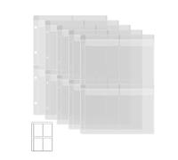 BAOFALI 20 Pcs A4 Plastic Binder Pockets,4 Holes Waterproof PVC Folders Loose Leaf Bag forBudgeting Loose Leaf Bags Planner Insert Pouches Photo,Document, Stamp & Die Storage Bills Organizer (4 Grid)