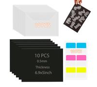 BAOFALI 20Pcs/Set 10 Rubber Magnetic Sheets 0.5mm Thickness with 10Clear Stamp Die Storage Pockets 10 Label StickeResealable Plastic Storage Pocket Case Cutting Dies Stencil Organize
