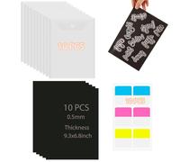 BAOFALI 20Pcs/Set 9.3x6.8inch 10 Rubber Magnetic Sheets 0.5mm Thickness with 10 Clear Stamp Die Storage Pockets 10 Label StickeResealable Plastic Storage Pocket Case Cutting Dies Stencil Organize