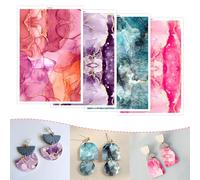 BAOFALI 24Pcs Transfer Paper for Polymer Clay, 4 Design Abstract Pattern Water-Soluble Clay Transfer Sheets for Crafting Soft Ceramic Earrings Jewelry & Polymer Clay Molds Handmade Gifts 5.8X3.9 inch