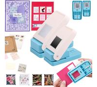 BAOFALI 2Pcs/Set Stamp Puncher 1.25x1.5inch &1x0.8inch Rectangular Postage Stamp Punch |Stamp Hole Puncher| Lever Action Paper Punches for Crafting Scrapbooking DIY Card Making Arts Crafts Supplies