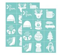 BAOFALI 2Pcs Silkscreen Stencil,Merry and Bright Minis Reusable Self-Adhesive Silk Screen Printing, Home Christmas Season Decorations for Decor/Printing Wood/Fabric/Wall/Cup/Plate/Glass/Paper