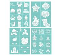 BAOFALI 3PCS Christmas Theme Stencils,8.5x11inch Self-Adhesive Reusable Mesh Silk Screen Stencil for Painting on Wood, Canvas, Paper, Fabric, Walls, Furniture, Crafts Home Decor