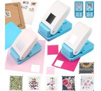 BAOFALI 3Pcs/Set 2 Rectangular Postage Stamp 1X0.8inch with 1" Square Punch Set, Scalloped Rectangle Lever Action Craft Punch for Paper Crafting Scrapbooking DIY Card Making Arts Crafts Supplies