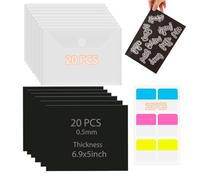 BAOFALI 40Pcs/Set 20 6.9x5inch Rubber Magnetic Sheets 0.5mm Thickness with 20 Clear Stamp Die Storage Pockets 10 Label StickeResealable Plastic Storage Pocket Case Cutting Dies Stencil Organize