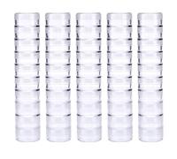 BAOFALI 50 PCS Stackable Plastic Containers, Clear Storage Box Round Organizer Jars for Beads, Buttons, DIY Art CraftJewelry Nail Accessory (919x3.5cm/ 7.5X.5inch)