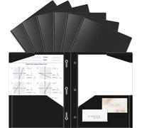 BAOFALI 6 Pack A4 Pocket Plastic Folder 2 Pockets and 3 Prongs 2 Card Slots, Durable, Tear-Resistant Heavy Duty Pocket Folders with Prongs, Colored Prong Folders for Schoolwork & Officer