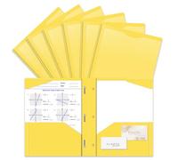 BAOFALI 6 Pack A4 Pocket Plastic Folder 2 Pockets and 3 Prongs 2 Card Slots, Durable, Tear-Resistant Heavy Duty Pocket Folders with Prongs, Colored Prong Folders for Schoolwork & Officer