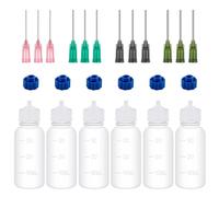 BAOFALI 6 Pcs/Pack 30ml Fine Tip Glue Applicators Set; Plastic Squeezable Dropper Bottles with Needle Tips; Precition Tip Empty Applicator Bottles for Paper Quilling DIY Craft, Acrylic Painting