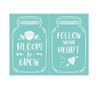 BAOFALI Silkscreen Stencil Jar Cutouts Bloom,Reusable Self-Adhesive Silk Screen Printing, for Decor/Printing Wood/Fabric/Wall/Cup/Plate/Glass/Paper, Home Craft Projects Decorations Pattern (8.5x11in