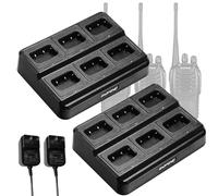 BAOFENG BF-888S 6 Way Multi Charger Base for Pxton PX-888S BF-88A Retevis H-777 Walkie Talkies and Battery(2 Pack)
