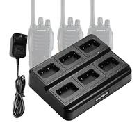 BAOFENG BF-888S 6 Way Multi Unit Charger Base, Compatible with Baofeng BF-888S BF-88ST BF-88A Pxton PX-888S Retevis H-777 Walkie Talkie and Battery(1 Pack)