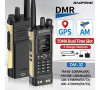 Baofeng DMR DM-32 Digital Walkie Talkie GPS Dual Mode Analog TDMA Dual Time Slot 4000CH Air Band APRS Two Way Ham Radio DM-1701 Brown Standard