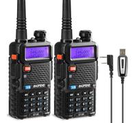 Baofeng GT-5R Walkie Talkie 2pcs, Dual Band UHF VHF 144-146/430-440MHz, Long Range 128 Channels, 1800 mAh Battery, Headphones