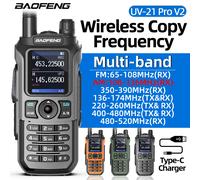 Baofeng UV-21 Pro V2 Walkie Talkie Multi-band Wireless Copy Frequency Waterproof Long Range Type-C Two Way Radio For Camping Grey No Headset