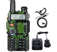 BaoFeng UV-5R Walkie Talkie Dual Band VHF/UHF UV5R 128 Memory Channel 2 Way Radio with UK Plug Charge Base LED Display Flashing Alarm and VOX Function for Construction Site Hotel Outdoor Adventure etc