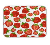 Baofu Dish Drying Mat for Kitchen Counter, Summer Strawberry Fruit Ultra Absorbent Reversible Microfiber Dishes Drying Rack Pad Heat-resistant Mats 18x24in