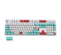 BaoFufc 109 Keys Retro Round Keycaps Sea Coral Ukiyoe Keycap Typewriter Keycaps 5 Sides Dye-Sublimation Classy Player Stylized Keycaps White