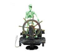 BaoFufc Aquarium Skull Decorations Small Pirate Captain Skeleton Ornaments Fish Tanks Landscape Accessories with Air Hose Aquarium Heater Light Thermometers Gravel Sand Decorations Filter