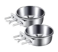 BaoFufc Bird Feeding Dish Cupshanging Stainless Steel Parrot Cage Feeder Bird Feeder Bowl with Clamp Parrot Food Bowls Screw On Bird Feeder Bowls for Cage