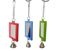 BaoFufc Bird Toys Acrylic Mirrors with Bells Parrot Mirror Toy Hanging for Cage Suitable for Small Birds Finch Canary Bird Mirror Toys for Budgies Parakeets