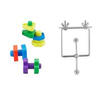 BaoFufc Bird Training Toy Set Include Stainless Steel Spinner 6 Pieces and Bolts Toys Teaser and Mind Game Bird Training Toys Basketball for Parakeets Parrots