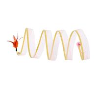 BaoFufc Collapsible Cat Tunnel S-Shape Toy with Cute Sisal-Ball Feather Playtube Playing- Center Crinkle Tunnel Cat Hideaway
