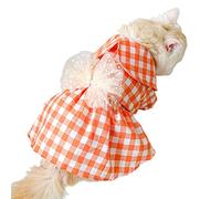 BaoFufc Dog Princess Dress for Puppy Peter-Pan-Collar and Bow Dress Orange Puppy Cats Small Dogs Holiday Party Dog Skirts for Large Dogs Girl Large