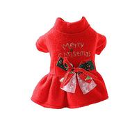 BaoFufc Dogs Warm Dress with Bowknot Decors Christmas Dogs Skirt Winter Autumn Wedding Dresses Cute Sweet Small Dogs Skirt Dog Dress Harnesses for Small Dogs Dog Dresses for Dogs Girl Merry Christmas