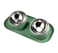 BaoFufc Double Dog for Cat Bowls Stainless Steel Food Water Bowl with Non Slip Tilted Stand Detachable Dish Easy to Clea Double Dog Cat Bowls Stainless Steel Water and Food Bowl Set, Green