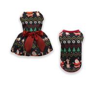 BaoFufc Dress Snowflakes for Female Christmas Vest Big Sweet Bow Puppy- Cats Small Dog Holiday New Year Dog Dress Costume for Kids