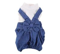 BaoFufc Fashion Pet Dog Jeans Jumpsuits with A Bowknot for Small Meidum Dogs Spring Cute Fashionable and Beautiful Eco-Friendly Puppy Clothes for Small Dogs