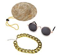 BaoFufc Fashion Sunglasses Collar Chain Straw Hat Tie Set Classic Funny Pet Accessories for Small Pet for Cat Pupp Metal Fold Back Clips Paper Clamps Spring Clips Clips