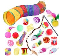 BaoFufc Full Set Cats Furry Mouse Toy Pet Chew Toy Set of 22 Mouse Wand- Feather Rattle Ball Spring Cat Tunnel Toy