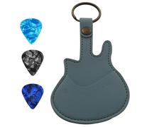 BaoFufc Guitar Picks Holder Case With 3 Picks PU Leather Picks Bag And Picks Carrying Case With Keyring For Guitar Bass Ukulele Guitar Picks Storage Bag, Light Blue