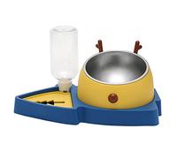 BaoFufc Pet Automatic Feeder Dog Food Bowl Water Fountain Slanted Raised Stainless Steel Bowl with Slow Feeder Pink/Green/Blue Pet Automatic Feeder and Waterer