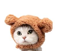 BaoFufc Plush Bear Ear Cap for Cats and Dog Cosplay Costume Hat Adjustable Pet Winter Warm Hat Cartoon BearEar Dog Dress Up 2PCS Animal Ear Pet Hat, brown