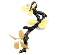 BaoFufc Resin Climb Branch Decor with Leaves Terrarium Plant Decoration with Suction Cup Plant Ornament for Snake Resin Branches for Terrarium Aquarium
